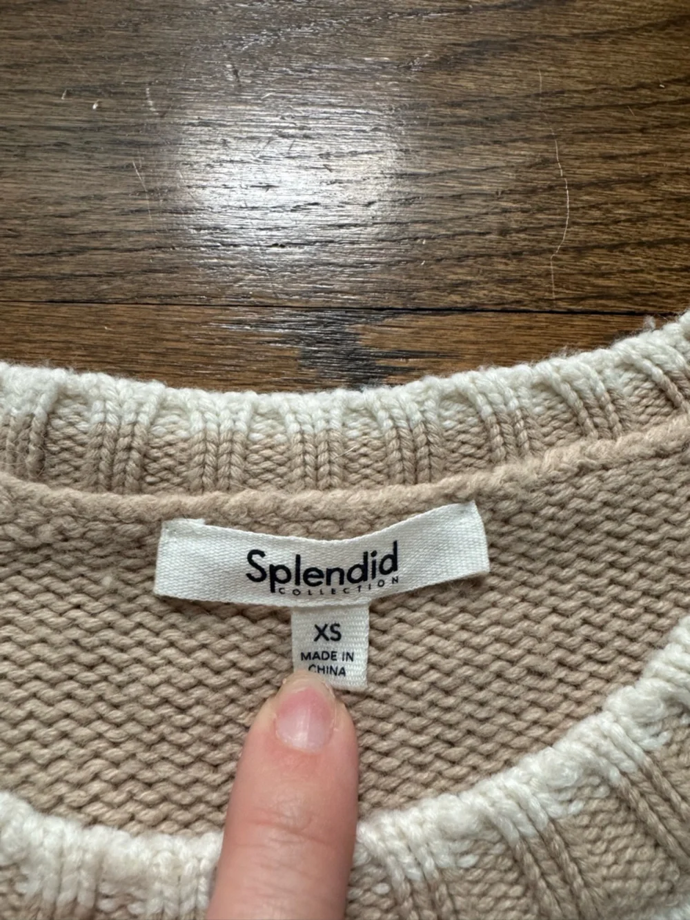 Splendid Star Colorblock Sweater XS Neutral Knit Beige Gray Pullover
